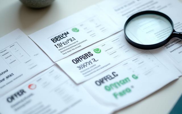Three different loan documents side-by-side on a table, representing comparison shopping and negotiation.