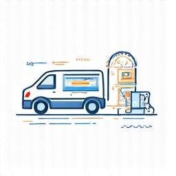Icon set showing examples of business equipment: a delivery truck, a printing press, and a medical device, representing assets for equipment financing.