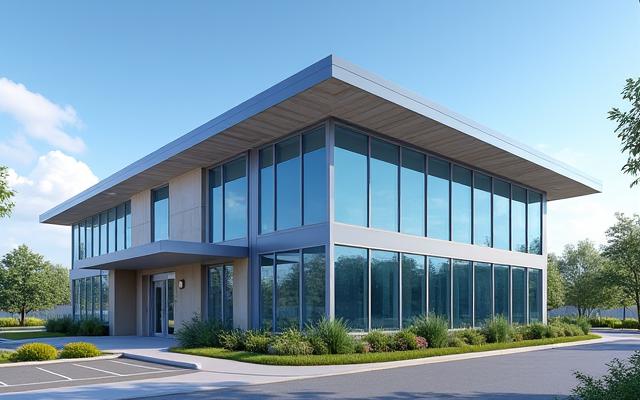 A modern, newly constructed medical office building or clinic exterior, emphasizing growth and facility expansion.