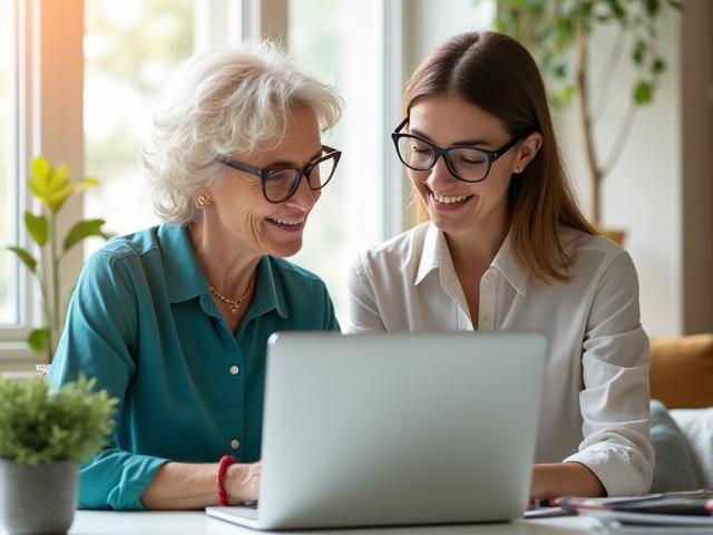 Two professional women collaborating intently in a light-filled office, one mentoring the other, representing the vital support offered through Women's Business Centers and CDFIs.