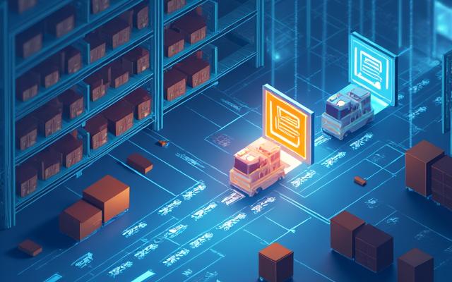 A visual representation of inventory moving through a supply chain, from purchase to e-commerce fulfillment, highlighting cash flow management.