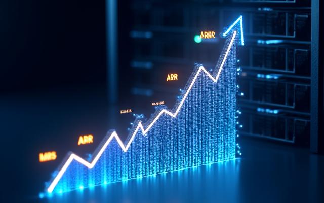 Abstract financial graphic showing recurring revenue streams and growth curves, representing SaaS metrics.